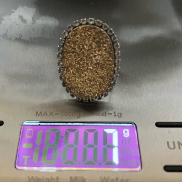 Milor 14K Yellow Gold Druzy & White Topaz Ring with druzy set of earrings. - Picture 9 of 13